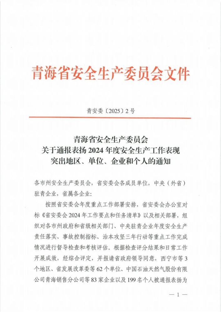 喜報(bào)！2024年度安全生產(chǎn)工作表現(xiàn)突出企業(yè)和個(gè)人名單揭曉！